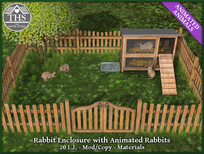 Second Life Marketplace RABBIT ENCLOSURE & RABBIT HUTCH ANIMATED